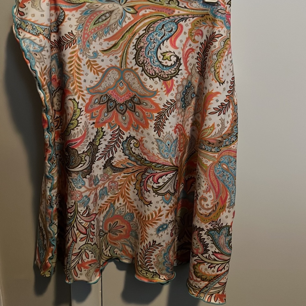 Cream Floral-Print Mini Skirt with Pink and Orange Accents - Picture 6 of 8